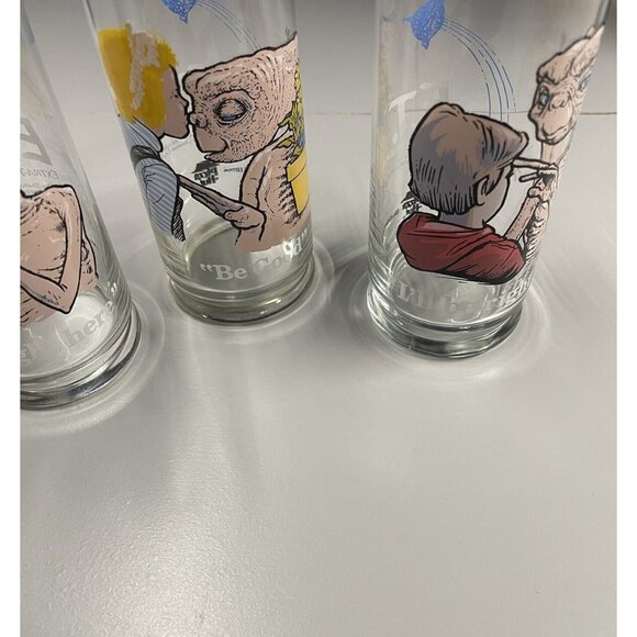 Set of 3 Vintage Pizza Hut E.T. Extra-Terrestrial Glasses -1982 Excellent Cond. - Picture 9 of 13